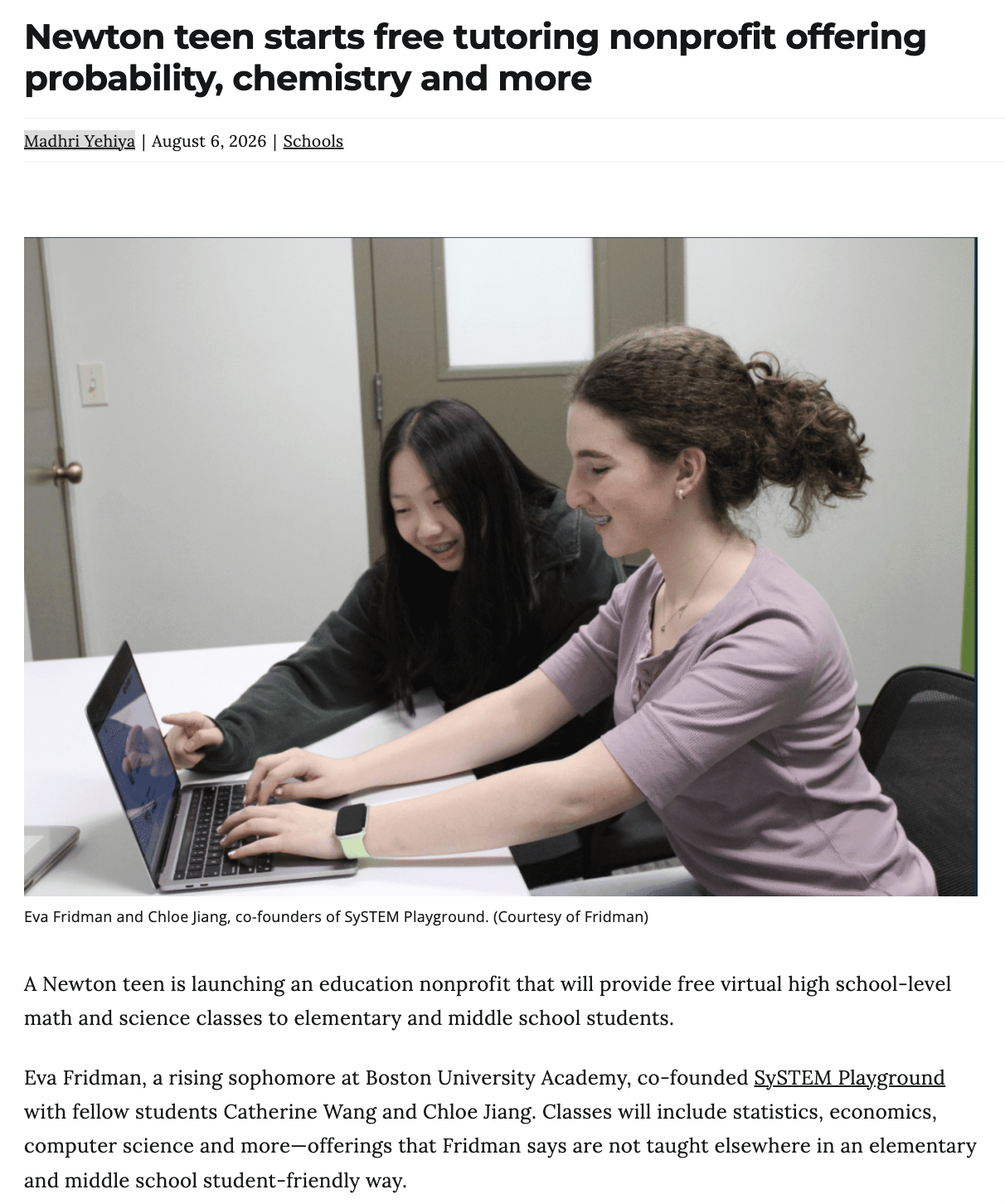 sySTEM Playground featured in the Newton Beacon